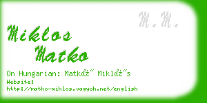 miklos matko business card